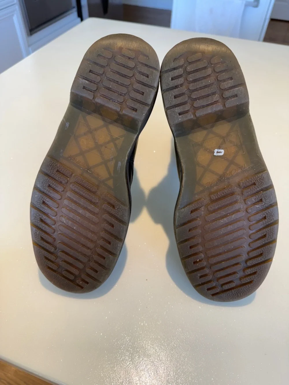 Doc Marten Black Leather Lace-Up Combat Boots with Yellow Stitching 8 - Picture 10 of 15